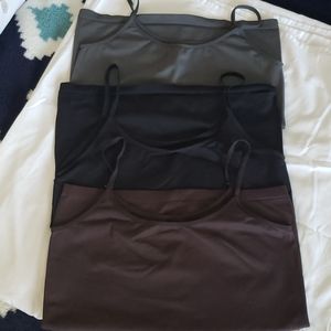 3 camisoles gray, black and brown